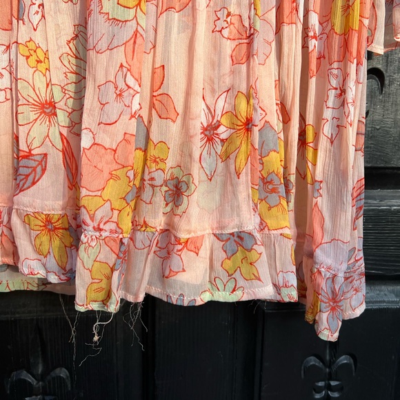 Free People floral babydoll mini dress with gold buttons - Picture 7 of 7